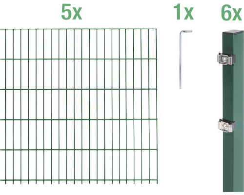 Stålnätspanel set ALBERTS med dubbla trådar 6/5/6 1000x140cm grön