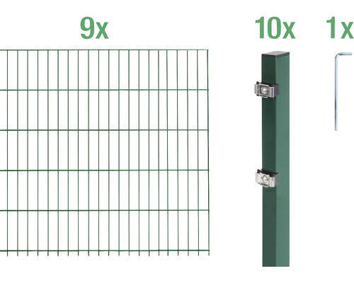 Stålnätspanel set ALBERTS med dubbla trådar 6/5/6 1800x140cm grön