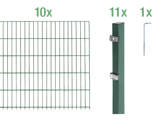 Stålnätspanel set ALBERTS med dubbla trådar 6/5/6 2000x140cm grön