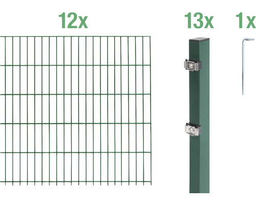 Stålnätspanel set ALBERTS med dubbla trådar 6/5/6 2400x140cm grön