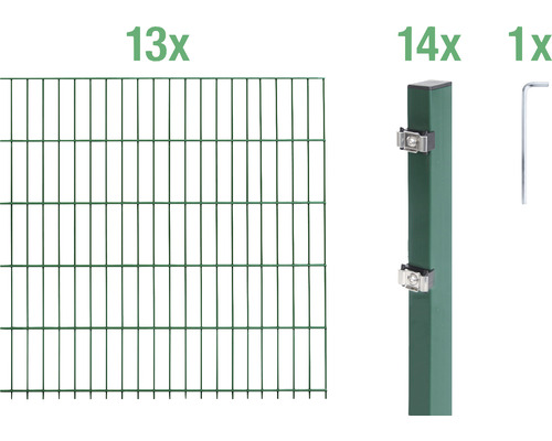 Stålnätspanel set ALBERTS med dubbla trådar 6/5/6 2600x140cm grön