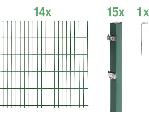 Stålnätspanel set ALBERTS med dubbla trådar 6/5/6 2800x140cm grön