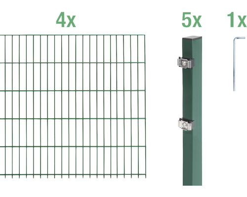 Stålnätspanel set ALBERTS med dubbla trådar 6/5/6 800x140cm grön