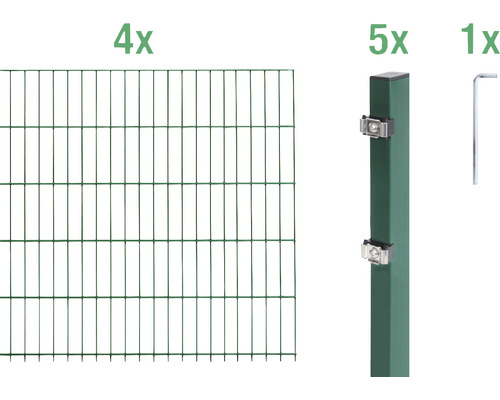 Stålnätspanel set ALBERTS med dubbla trådar 6/5/6 800x160cm grön