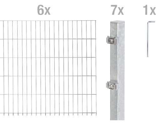 Stålnätspanel set ALBERTS med dubbla trådar 6/5/6 1200x120cm varmförzinkad