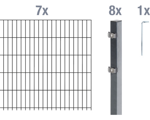 Stålnätspanel set ALBERTS med dubbla trådar 6/5/6 1400x120cm varmförzinkad