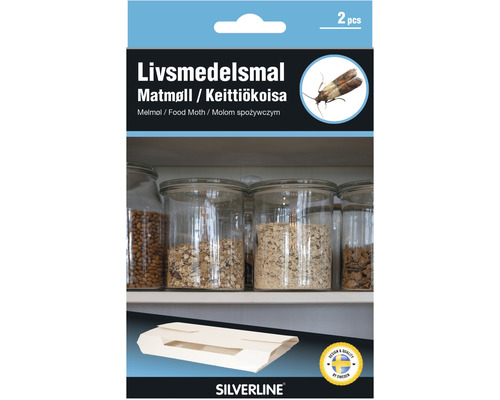 Livsmedelsmottfälla med matbehållare i bakgrunden