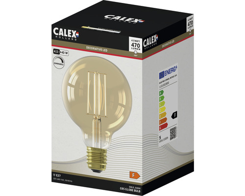 Calex dekorativ LED-lampa, 4,5 watt, E27-sockel, G95 globlampa, förpackning
