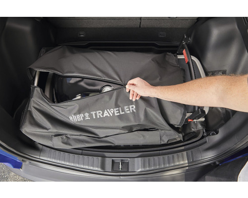 Weber Traveler grill i transportväska i bagageutrymmet