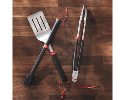 Grillset med stekspade, tång och pensel