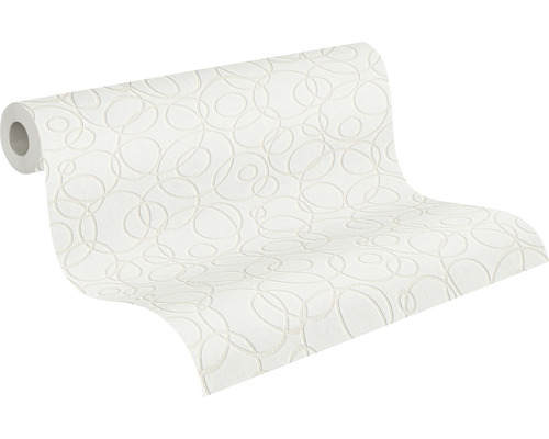 Rulle vit tapet med cirkelmönster