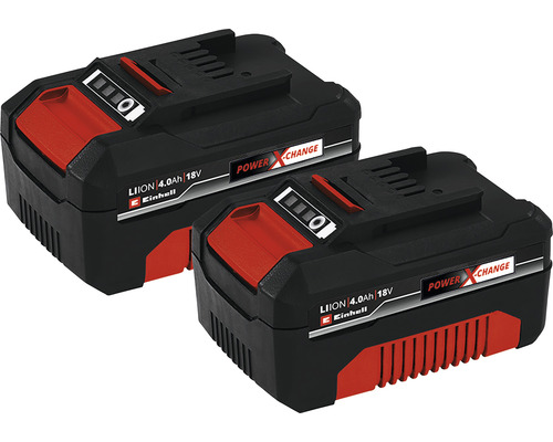 Två Einhell Power X-Change 18 V 4,0 Ah litiumjonbatterier