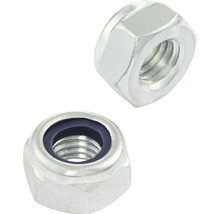Två sexkantsmuttrar med låsring