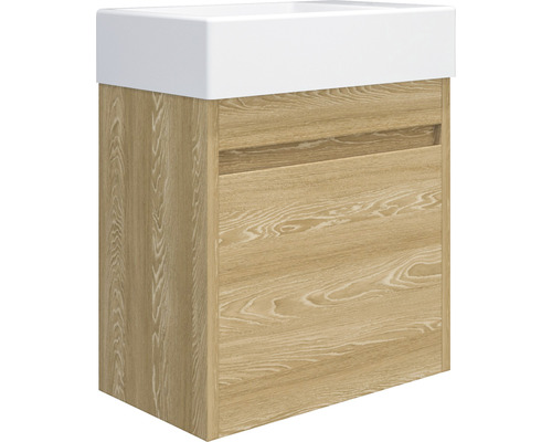 Tvättställsskåp i trä med låda