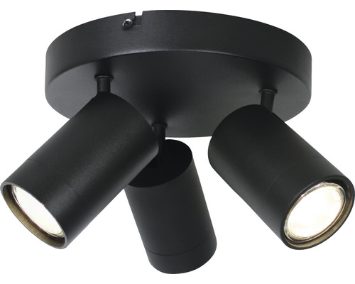 Svart taklampa med tre spotlights