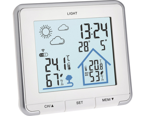 Väderstation med display för temperatur och luftfuktighet