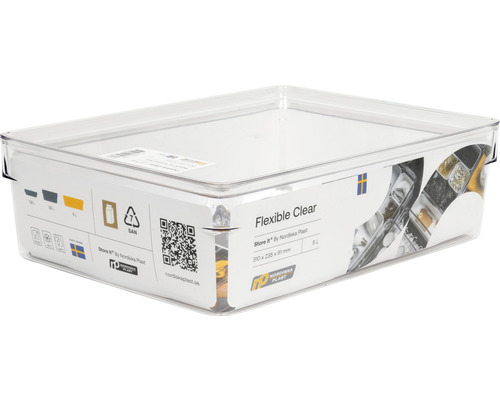 Transparent förvaringslåda av plast med lock