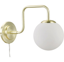 Vägglampa med rund lampskärm och metallarm