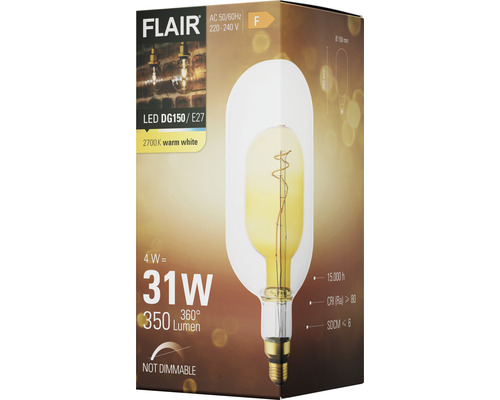 Förpackning för en Flair LED-lampa DG150/E27, ej dimbar