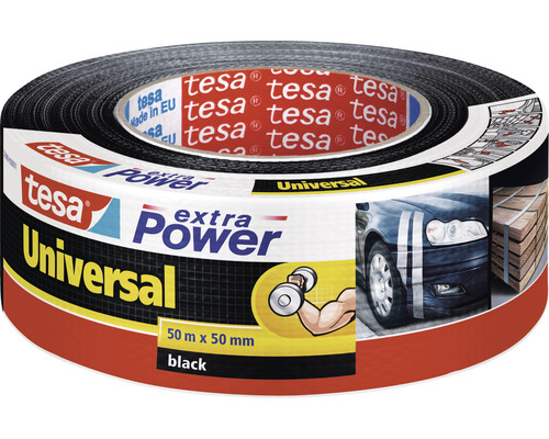 Vävtejp Extra Power Universal TESA svart 50mm 50m Tesa Extra Power Universal tejp, 50 meter gånger 50 millimeter