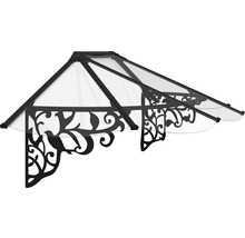 Skärmtak med blommiga ornament och transparent täckning