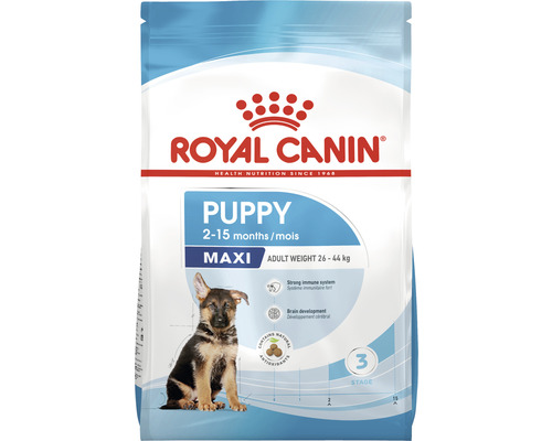 Royal Canin Maxi Puppy hundfoder för valpar mellan 2 och 15 månader med en vuxenvikt på 26 till 44 kilogram