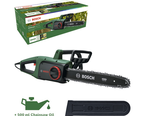 Bosch UniversalChain 35 motorsåg med förpackning, kedjeskydd och 500 ml kedjeolja
