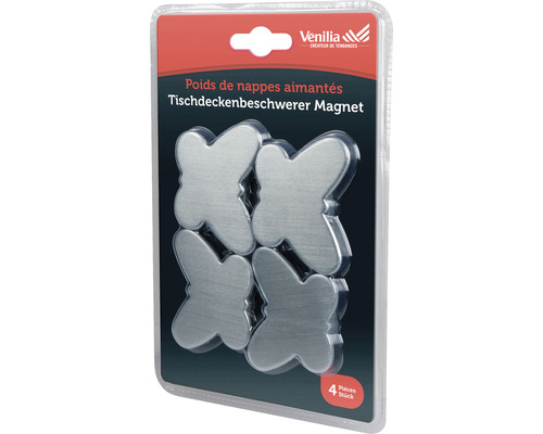 Fyra magnetiska bordsduksvikter i fjärilsdesign i förpackning
