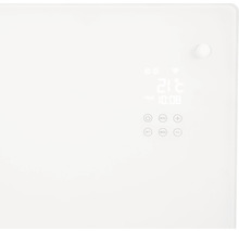 Närbild av en radiatortermostat med digital display och kontroller