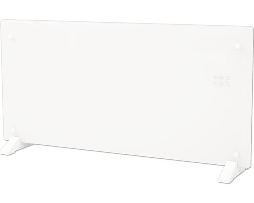 Konvektorelement EUROM Alutherm vit glasfront 930 mm 2000 W 360950 Platt värmepanel med digital styrning och fötter