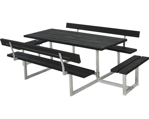 Picknickbord PLUS Basic 2 ryggstöd 2 påbyggnader ReTex/stål 260cm grön