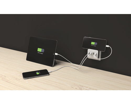 Grenuttag med USB-portar laddar smartphone och surfplatta