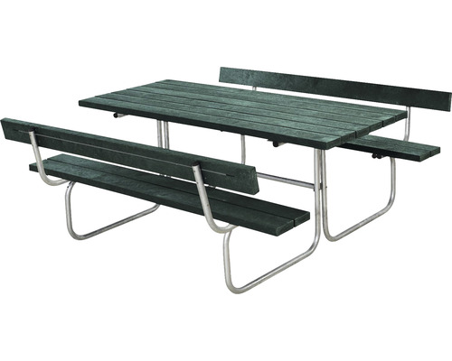 Picknickbord PLUS Classic 2 ryggstöd ReTex/stål 177cm grön