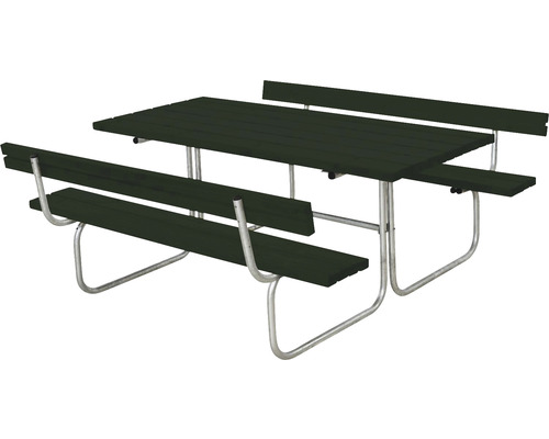 Picknickbord PLUS Classic 2 ryggstöd trä/stål 177cm grön