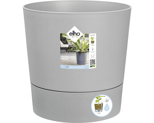Självvattnande blomkruka ELHO Greensense plast Ø30x29cm light concrete Grå plastblomkruka