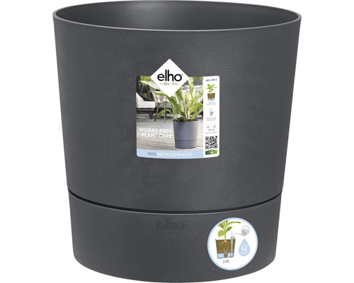 Självvattnande blomkruka ELHO Greensense plast Ø30x29cm charcoal grey Elho blomkruka av återvunnen plast