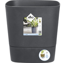 Mörkgrå plastblomkruka med bevattningssystem