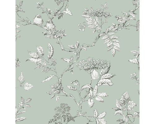Tapet LAURA ASHLEY Elderwood Enteneier grön 113345 Tapet med fågel- och växtmönster
