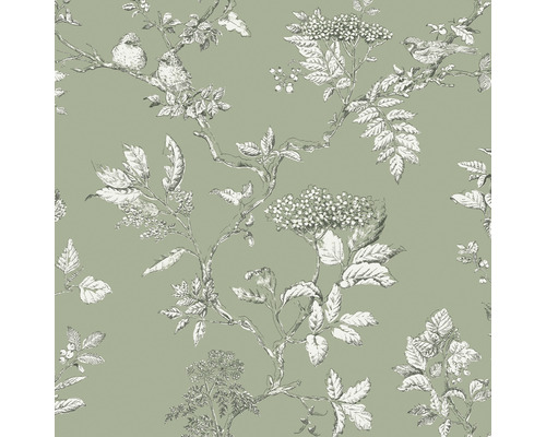 Tapet LAURA ASHLEY Elderwood grön 113348 Tapet med fågel- och växtmönster