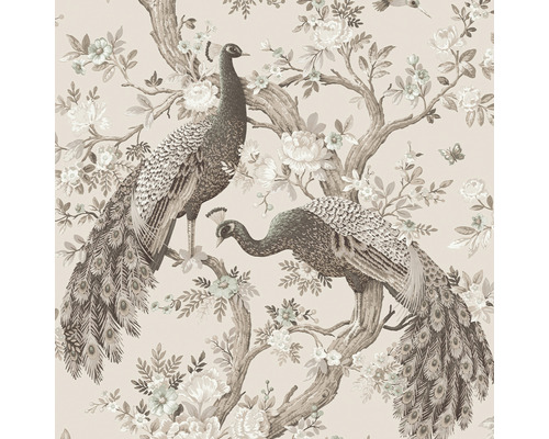 Tapet med påfågel- och blommönster