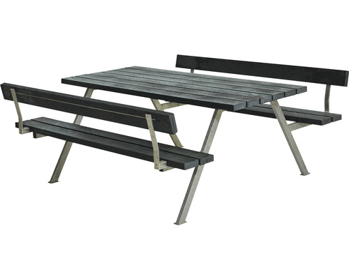 Picknickbord PLUS Alpha 2 ryggstöd ReTex/stål 177cm grå