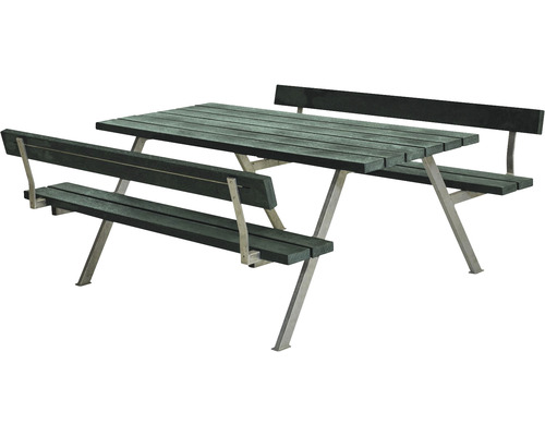 Picknickbord PLUS Alpha 2 ryggstöd ReTex/stål 177cm grön
