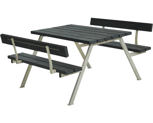 Picknickbord PLUS Alpha 2 ryggstöd ReTex/stål 118cm grå