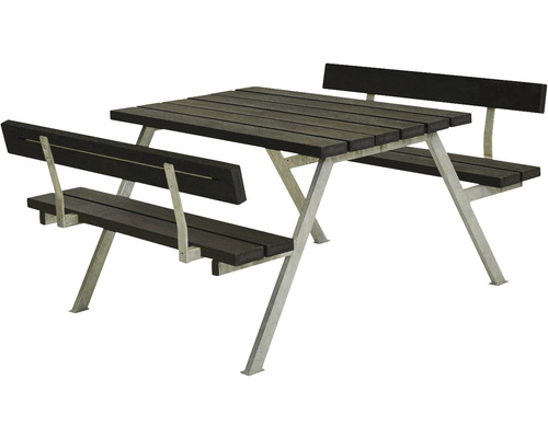 Picknickbord PLUS Alpha 2 ryggstöd ReTex/stål 118cm svart
