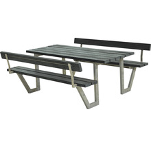 Picknickbord PLUS Wega 2 ryggstöd ReTex/stål 177cm grå