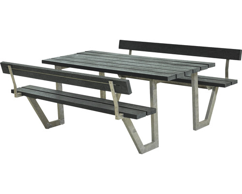 Picknickbord PLUS Wega 2 ryggstöd ReTex/stål 177cm grå