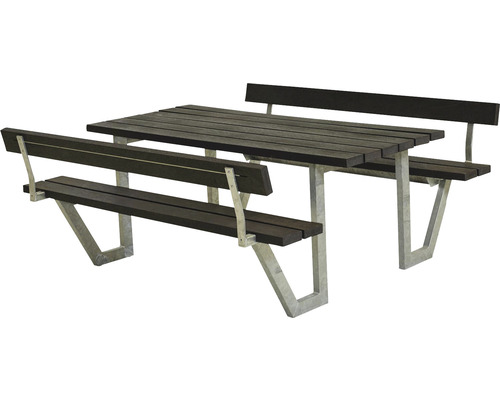 Picknickbord PLUS Wega 2 ryggstöd ReTex/stål 177cm svart
