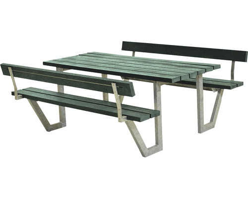 Picknickbord PLUS Wega 2 ryggstöd ReTex/stål 177cm grön