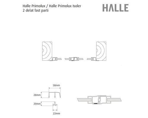 Halle Primolux Isoler monteringsdetaljer