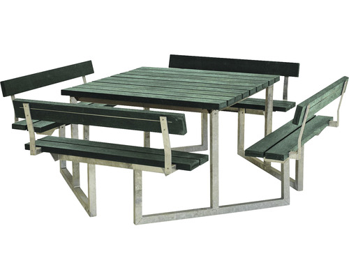 Picknickbord PLUS Twist 4 ryggstöd ReTex/stål 227cm grön